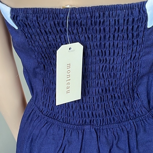 Brand New Monteau Strapless Romper Navy Blue White Nautical Linen Jumpsuit - Picture 10 of 16